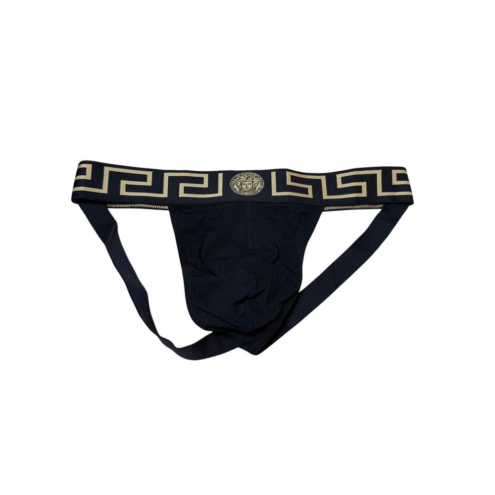Versace Medusa Stretch Cotton Jock Strap in Black Size 6/L - Picture 3 of 11